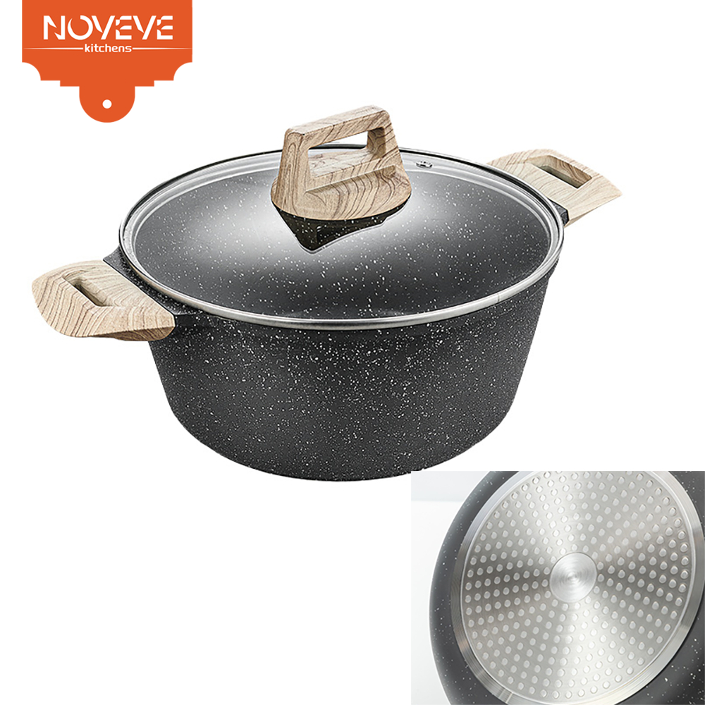 Imagem Panela Caçarola Antiaderente Grafite Cerâmica Premium 20/24/28cm | Indução | Não Gruda, Fácil de Limpar | Tampa de Vidro