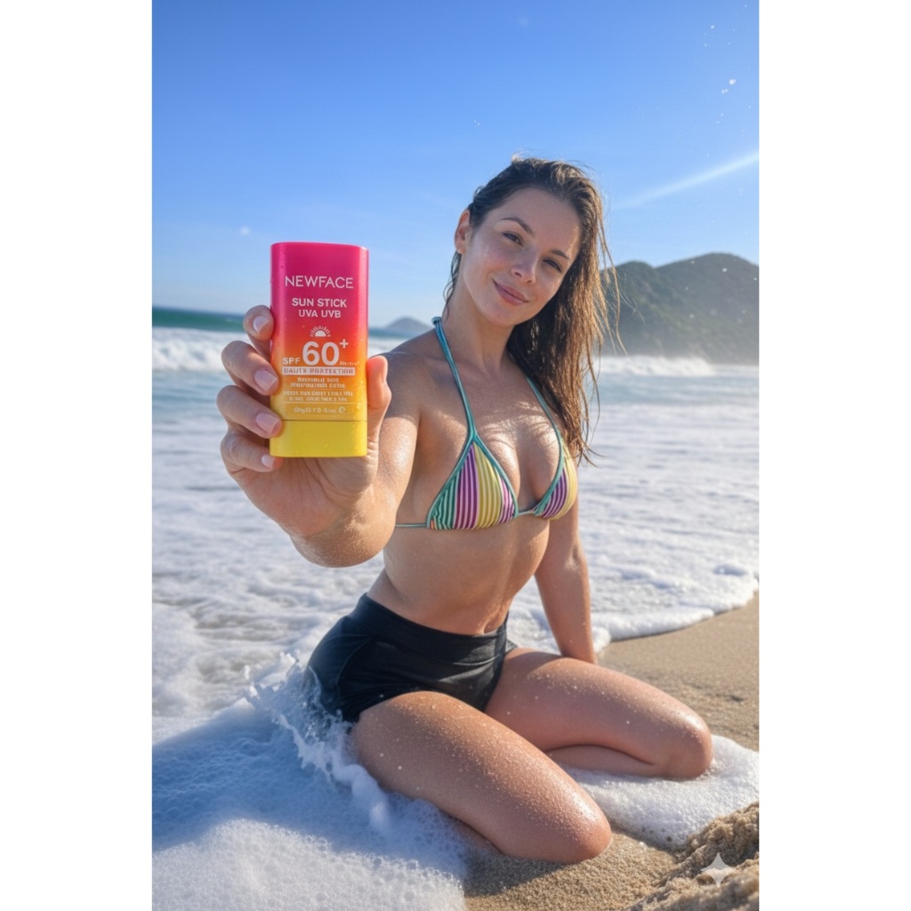 Protetor Solar Facial em Bastão FPS 60 NewFace Sun Stick Toque Seco 20g
