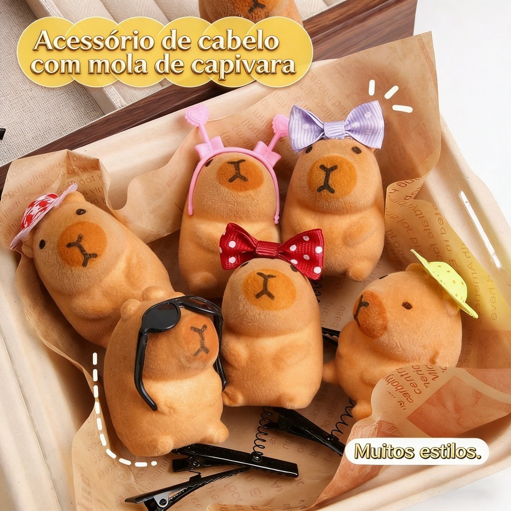 Kit 10/20/30 Grampos Infantis de Capivara - Para Cabelo de Bebê e Criança