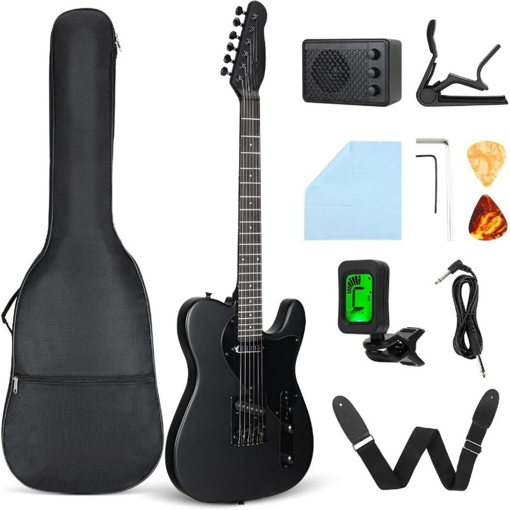 Kit inicial para guitarra elétrica de 39 polegadas com corpo em maple, afinador, bolsa para amplificador de guitarra em Oferta na Shopee