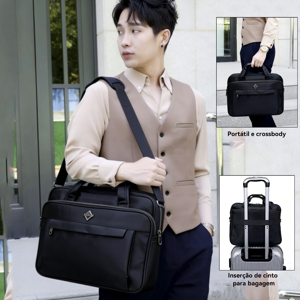 Saco de laptop masculino (pode conter laptop de 15 polegadas) à prova d'águaBolsa portátil para laptop Portátil e crossb