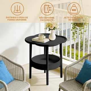 Mesa Lateral de Canto Criado Mudo Pétala Flor 2 Níveis para Sala Quarto Escritório Decoração Moderna Preta Luxo Resisten em Oferta na Shopee