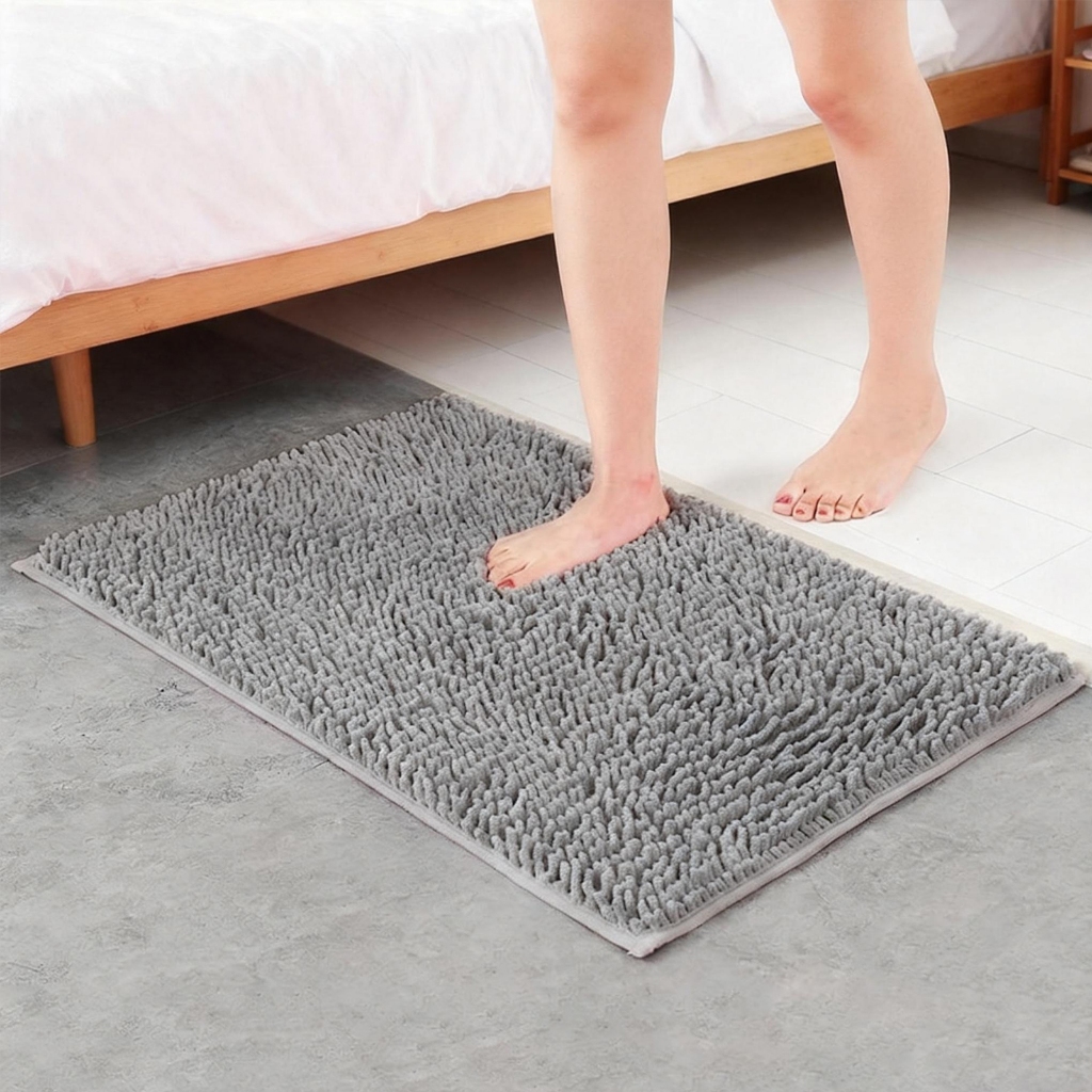 Tapete Soft Macio Antiderrapante Banheiro Sala e Quarto Super Absorvente 40*60cm Rosa cinza