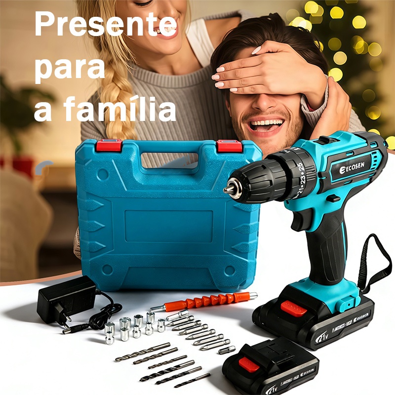 Parafusadeira Furadeira De Impacto Sem Fio 21V Kit Maleta COM DUAS BATERIAS 2   6500MAH em Oferta na Shopee