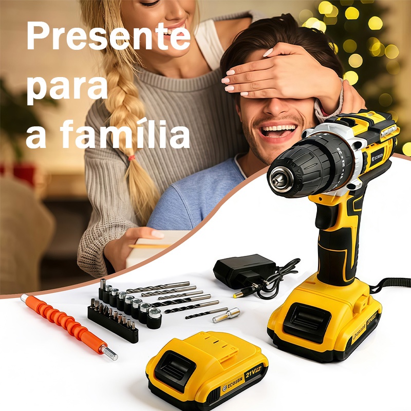furadeira parafusadeira  De Impacto Sem Fio bateria 21v com Duas baterias recarregáveis 6500 mah
