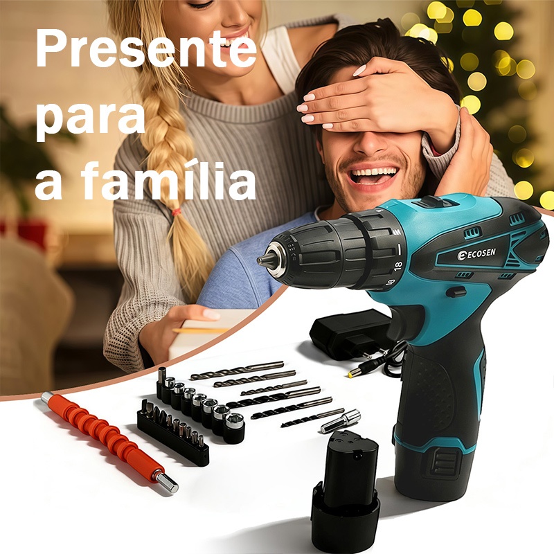 Furadeira Parafusadeira  Sem Fio 3/8" a bateria 12V 2 Baterias e acessórios  Mondial (110V/220 em Oferta na Shopee
