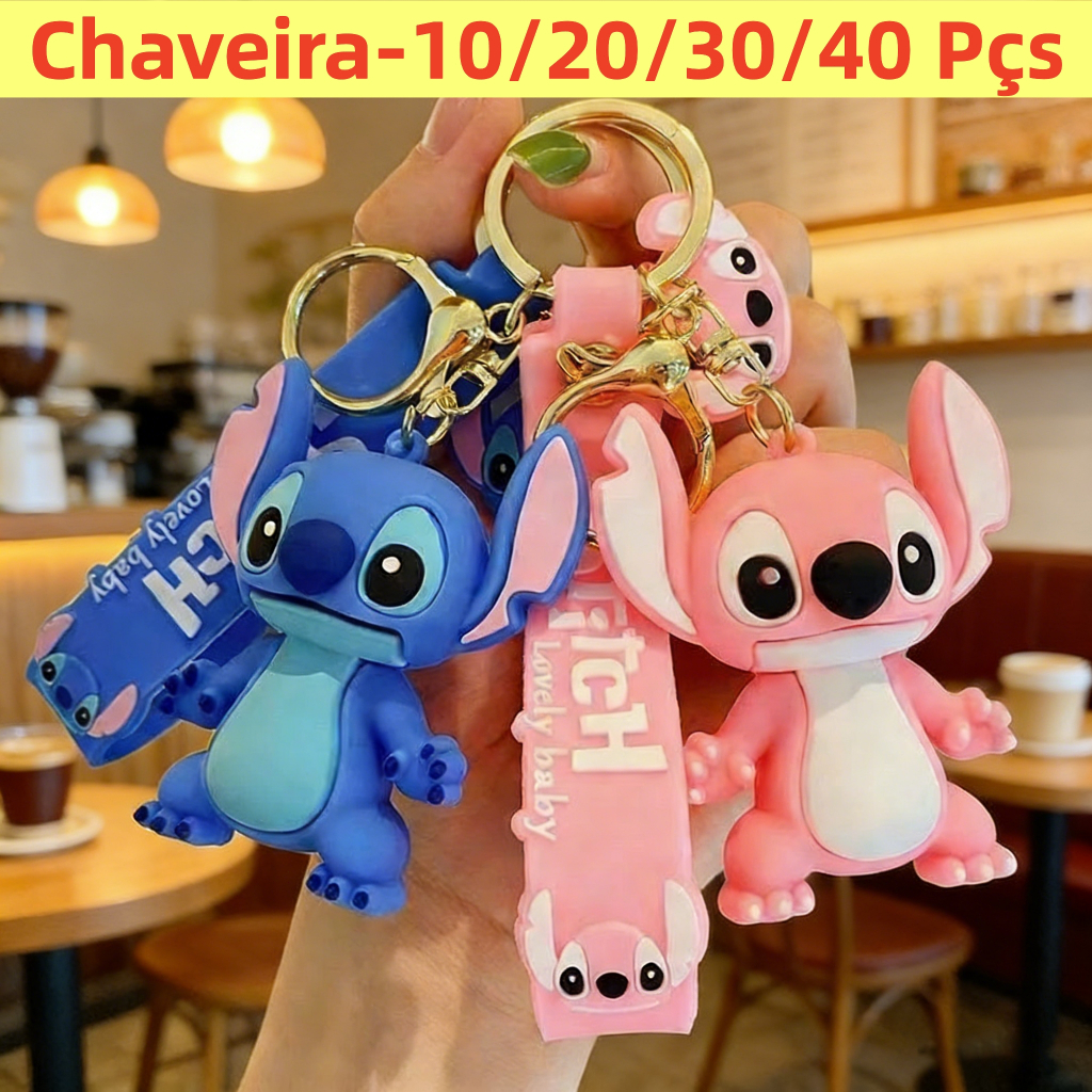 Kit 10/20/30/50 Chaveiro Lilo Stitch Angel Anime Figura Kawaii Cartoon Chaveiro De Animação Pendant Aniversário Unissex em Oferta na Shopee