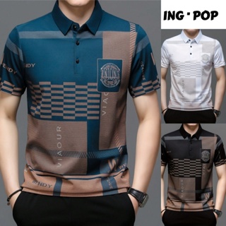 Camisa Polo de Manga Curta às Riscas para Homem De Golfe Verão Xadrez Com Decoração em Oferta na Shopee