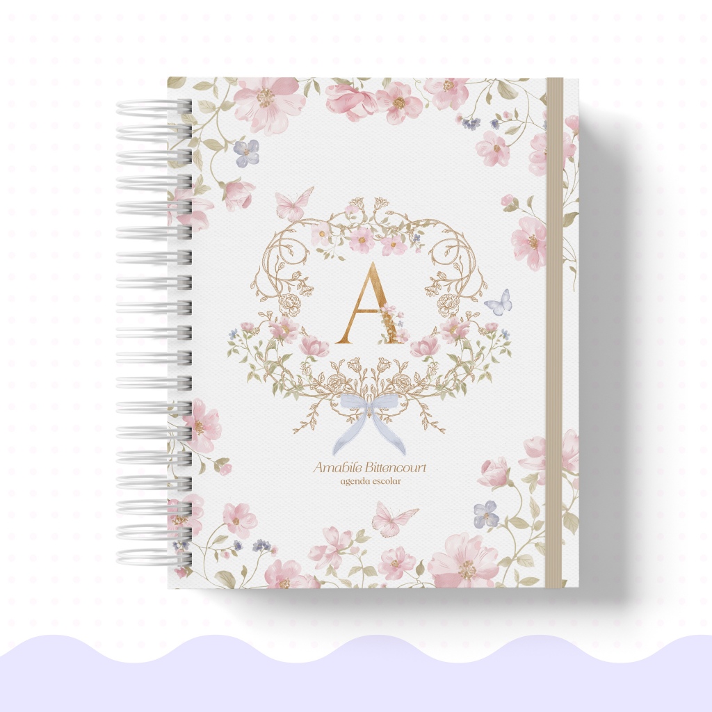 AGENDA 2026 ESCOLAR CRECHE - FLORAL ALFABETO - A5 CAPA DURA 115 FOLHAS