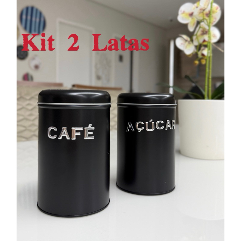 Kit 2 Latas Organizadoras para Café e Açúcar em Oferta na Shopee