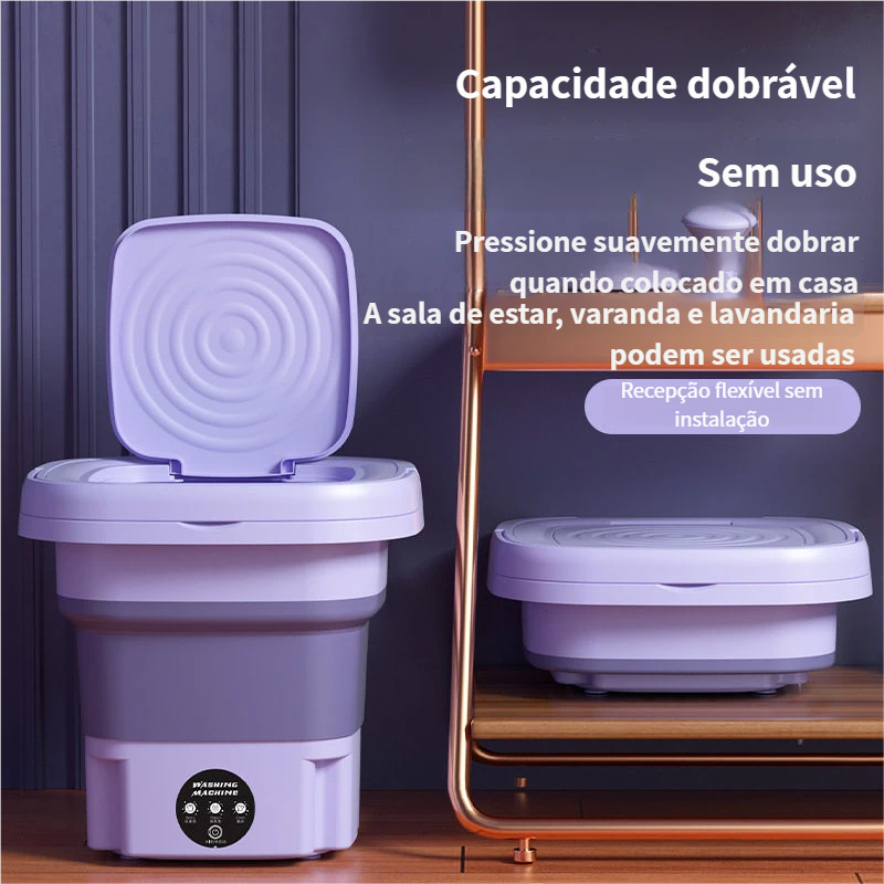Imagem Mini Lava-Roupas Dobrável 9L Centrífuga Integrada Bivolt USB Lavagem Delicada para Bebê Roupas Íntimas Viagem