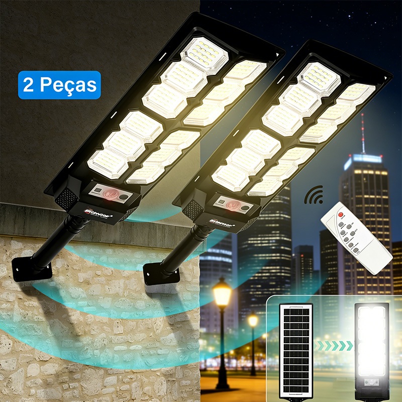 Kit 2 Luminária Solar Potente Com Sensor 900w 800w 700w 600w em Oferta na Shopee