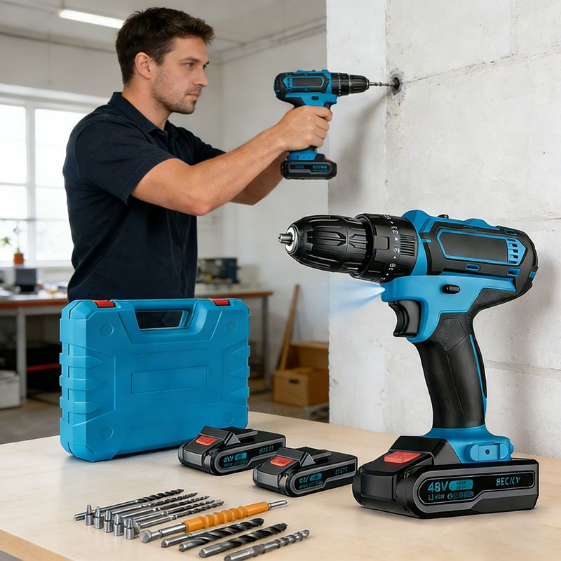 48V/24V/12V Parafusadeira/Furadeira be Impacto Kit Maleta COM DUAS BATERIAS Kit de 28pcs 220V/110V