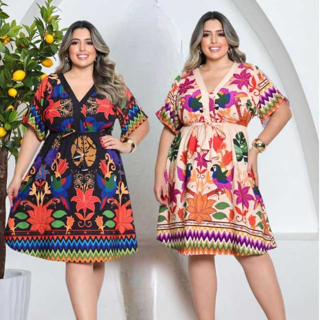 Vestido Femenino  Estampado Tecido Crepinho **& em Oferta na Shopee