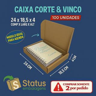 100 Caixas de Papelão  Medidas Internas 24x18,5x4- Correios  - IDEAL PARA AGENDA em Oferta na Shopee