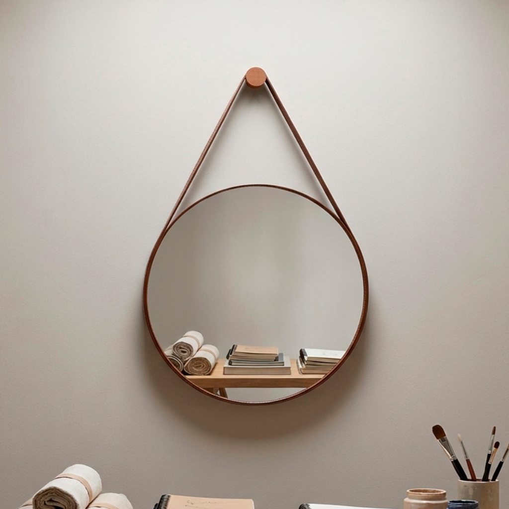 Espelho Adnet Suspenso Para Banheiro Sala Escritório 60cm com Suporte de Fixação Incluso em Oferta na Shopee