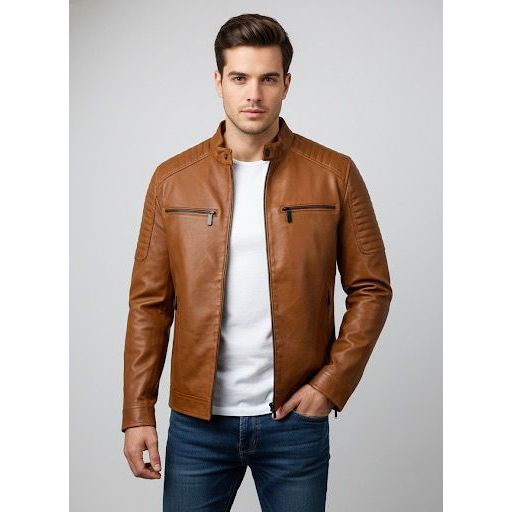 Jaqueta De Couro Ecológico Forrada Masculina Motoqueiro Com Capuz Removivel