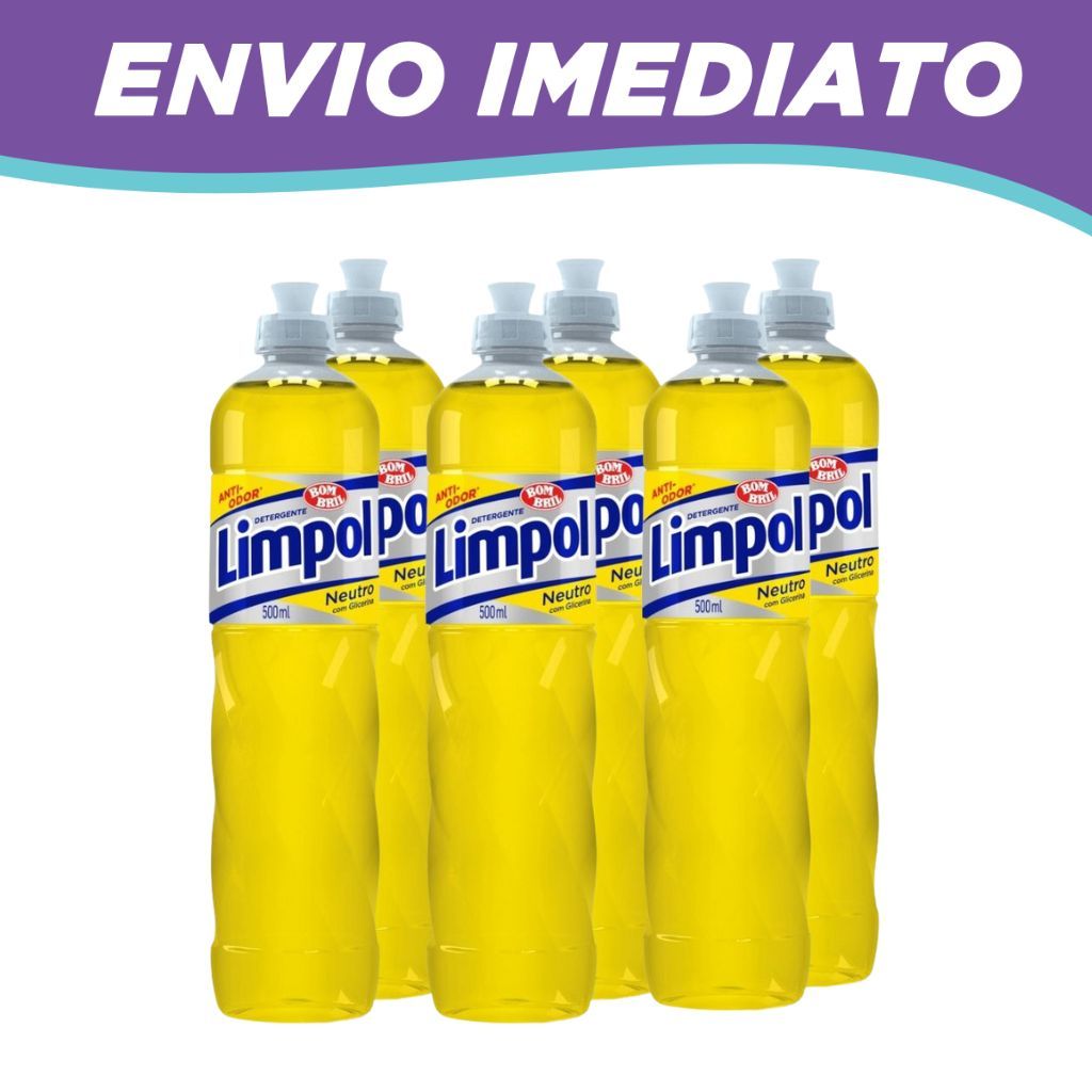 Kit 6 Detergente Anti Odor Neutro Limpol Bombril 500ml