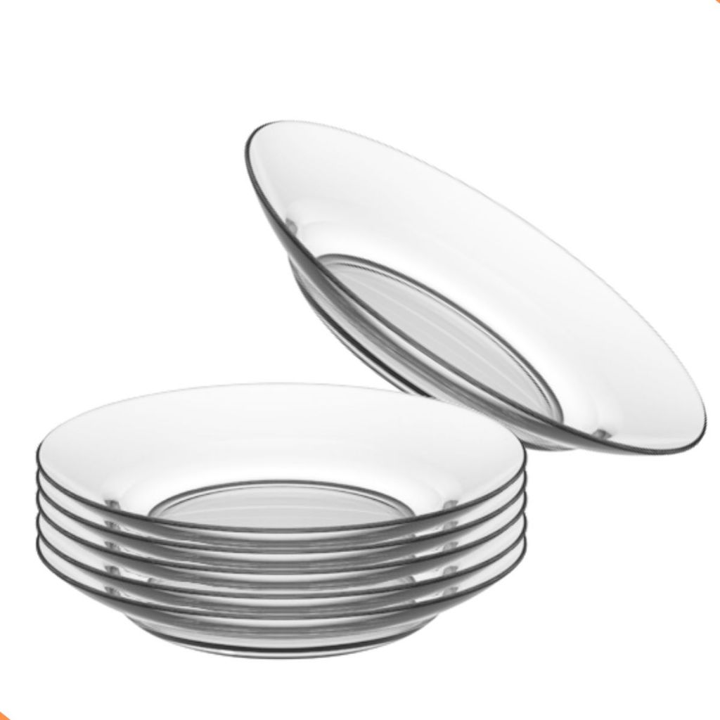 Kit com 12 Pratos Fundos de Vidro 22cm – Design Liso, Moderno – Resistente, Refeições Diária em Oferta na Shopee