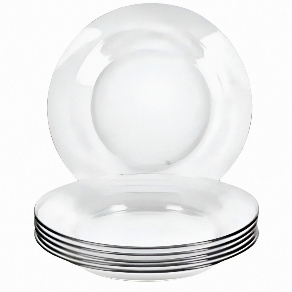 Kit com 6 Pratos Fundos de Vidro 22cm – Design Liso, Moderno e Sofisticado – Resistente em Oferta na Shopee