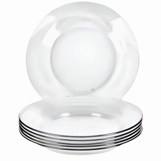 Kit com 6 Pratos Fundos de Vidro 22cm – Design Liso, Moderno e Sofisticado – Resistente em Oferta na Shopee