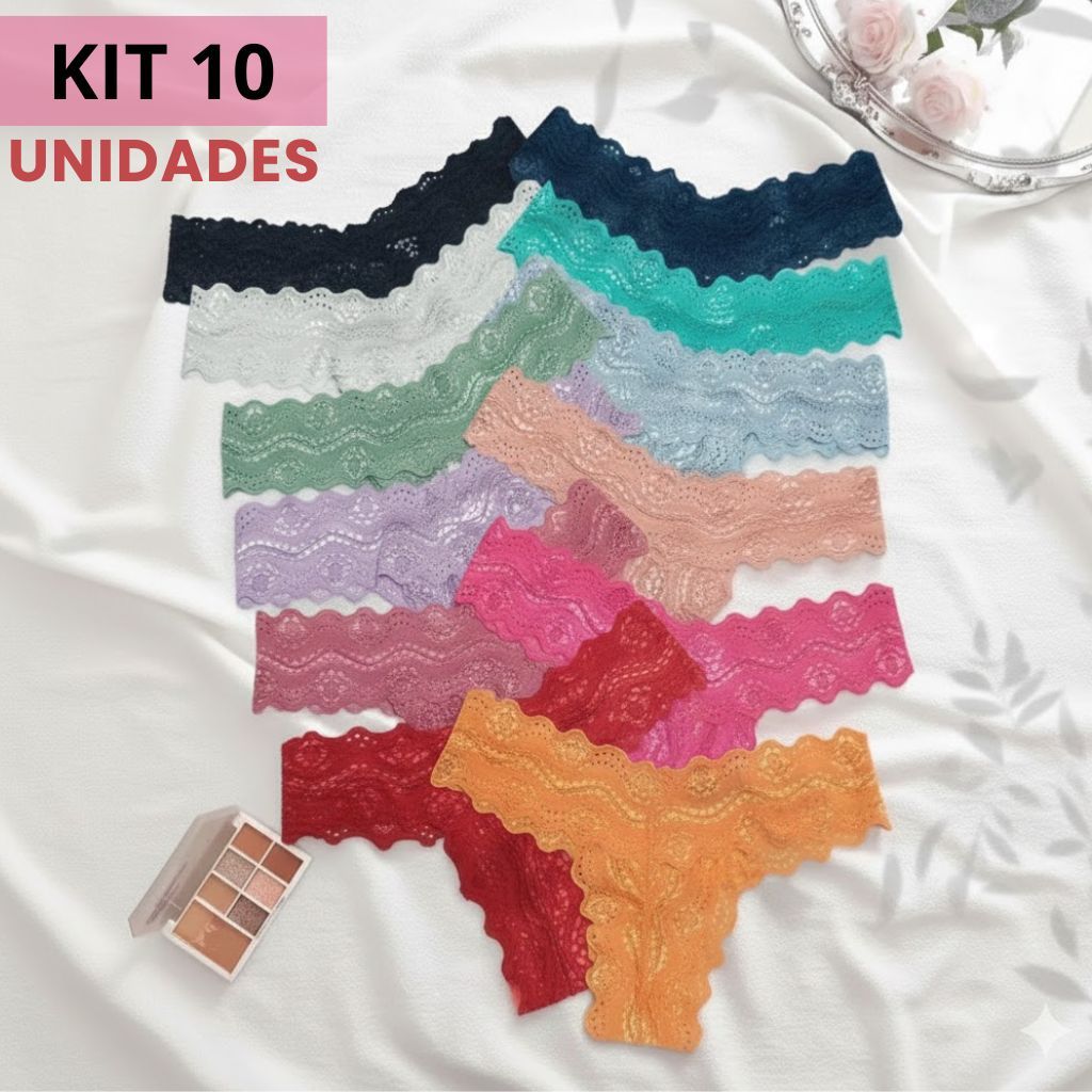 Kit 10 Calcinhas de renda Jack Conforto e Estilo Calcinha Feminina confortável Lingerie Moda Íntima
