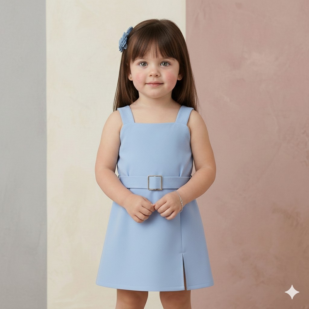 Macacão Menina Infantil Fashion Verão Short Alcinha Costa Aberta Com Cinto Look Luxo Casual Festa
