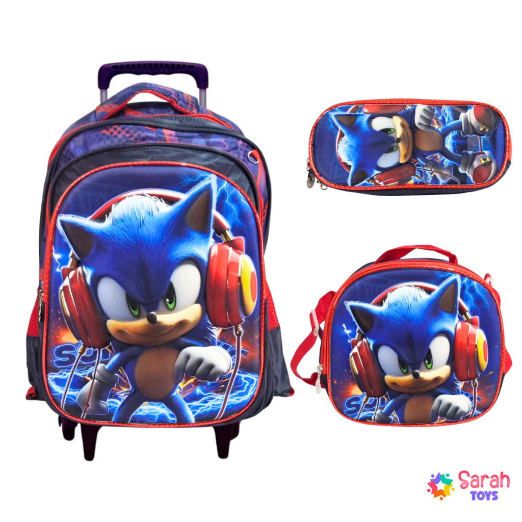 Mochila Escolar Sonic Infantil Importada, Lancheira ,Estojo Estampas Em 3D Menina e Menino em Oferta na Shopee