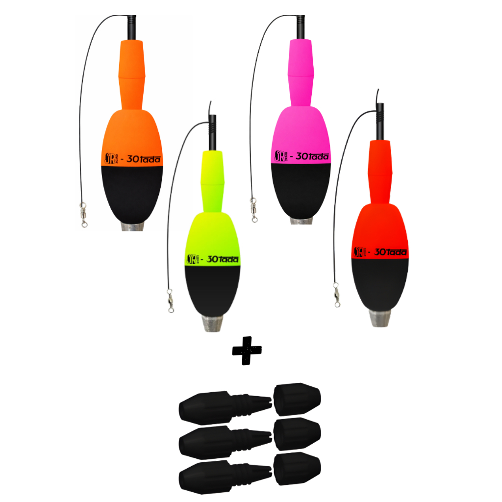 Boia Torpedo 30tada (pino) 35g (1 UNIDADE) + Kit 3Un Stopper Cevadeira Pesca Superfície JR Pesca