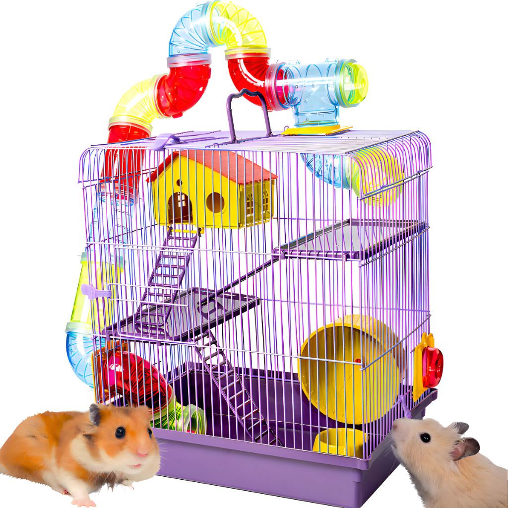 Gaiola Tubo Super Luxo 3 Andares Lilás Hamster Completa Cor Violeta em Oferta na Shopee