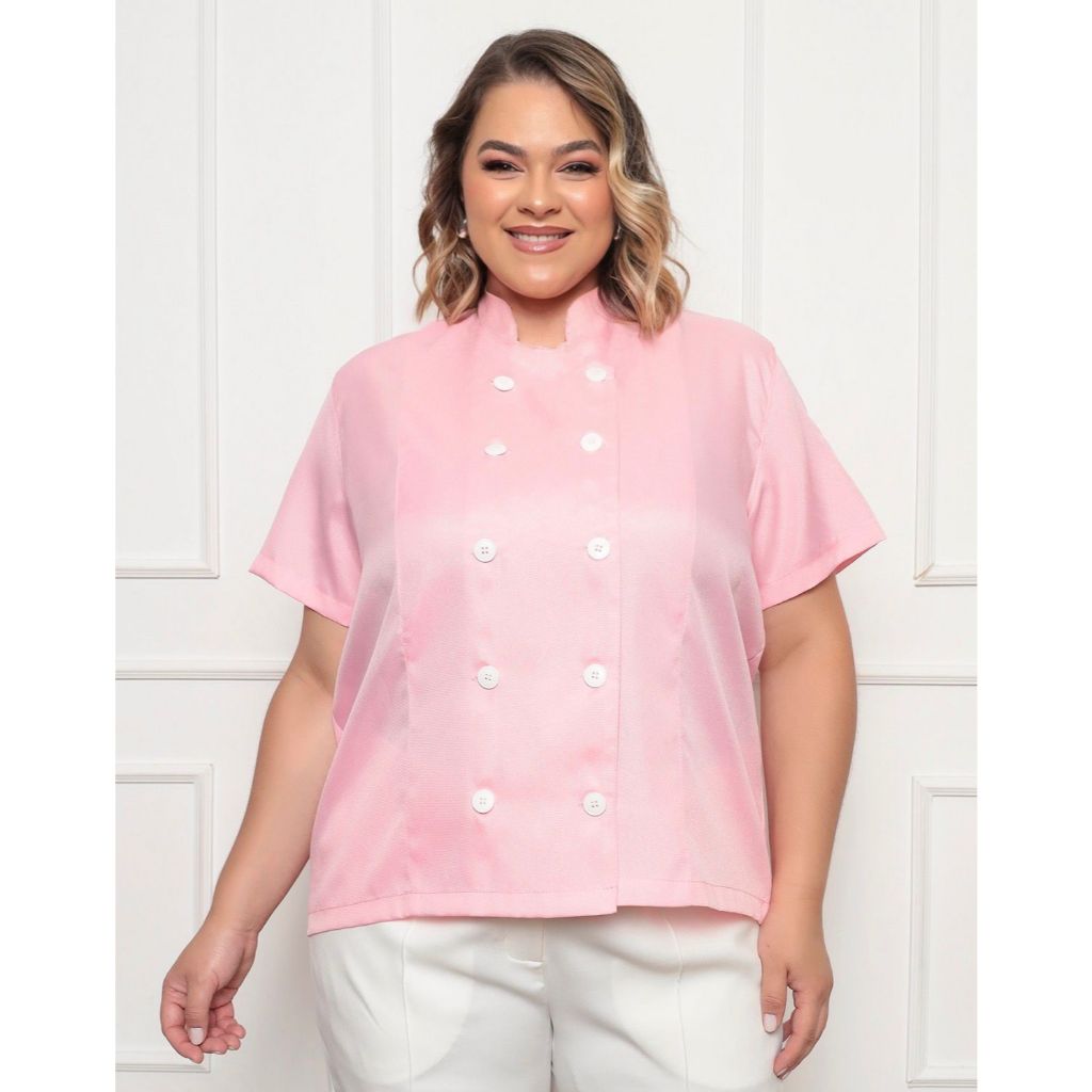 Dolma Chef Feminina Plus Size Teodora Rosa Claro Elia