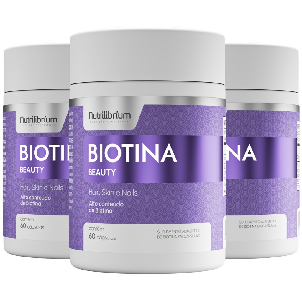 Kit 3x Biotina Beauty Premium Cabelos Pele Unhas - 180 Caps Nutrilibrium em Oferta na Shopee