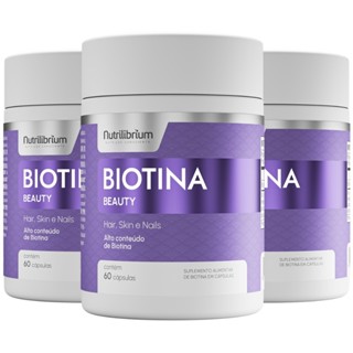Kit 3x Biotina Beauty Premium Cabelos Pele Unhas - 180 Caps Nutrilibrium em Oferta na Shopee