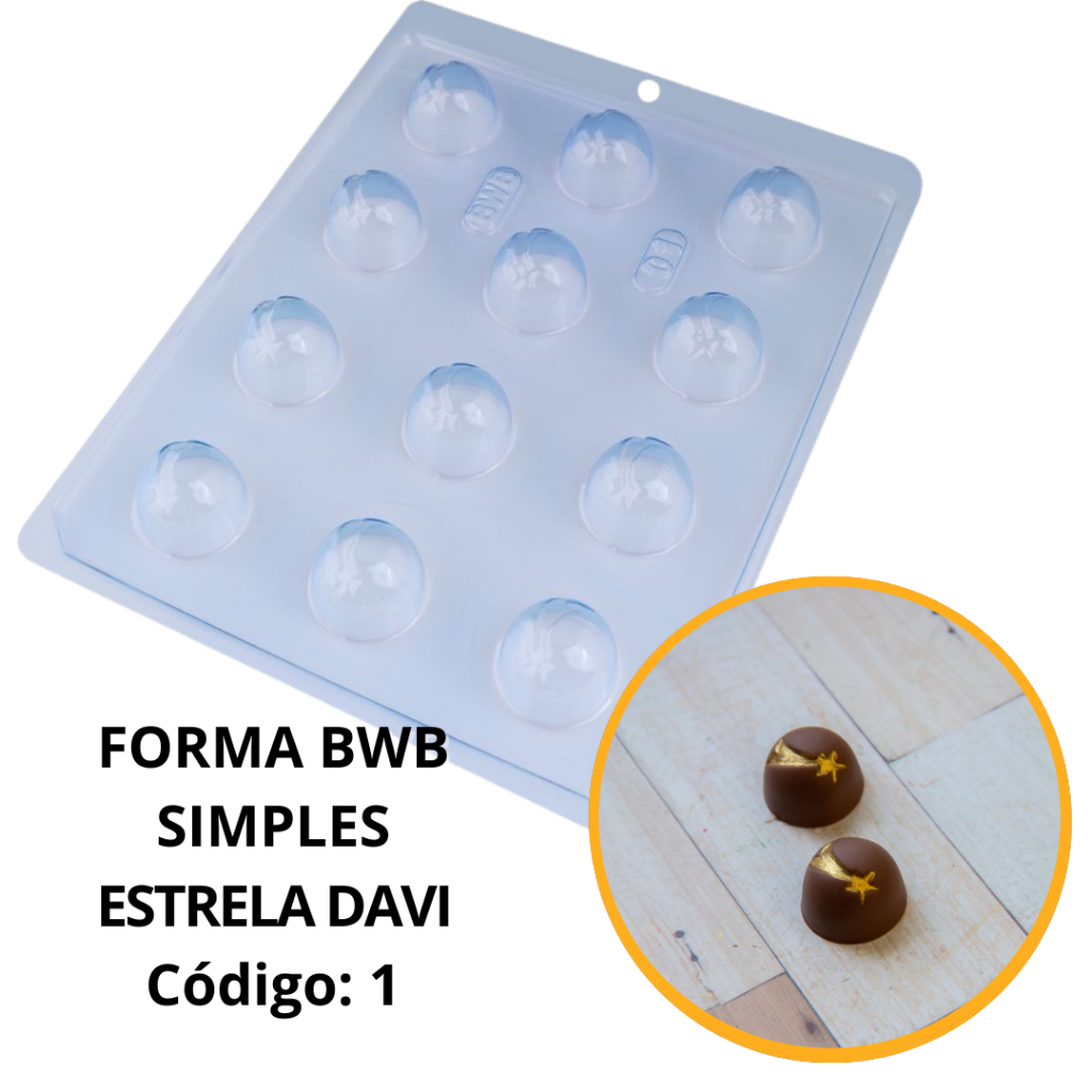 1~10 FORMA SIMPLES CÓD.:01 - ESTRELA DAVI (A5) EM ACETATO BWB PARA BOMBONS, TRUFAS E DOCES DE FESTA.