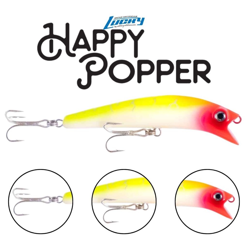 Isca Artificial de Superfície Happy Popper 95 by Nelson Nakamura Tucunaré Traíra