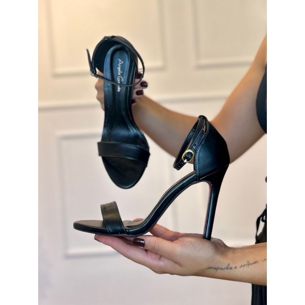 ANGELA GALVÃO Sandália Gisele Feminina Com Fivela 11cm Tira Salto Alto Estilo Confortável Elegante em Oferta na Shopee