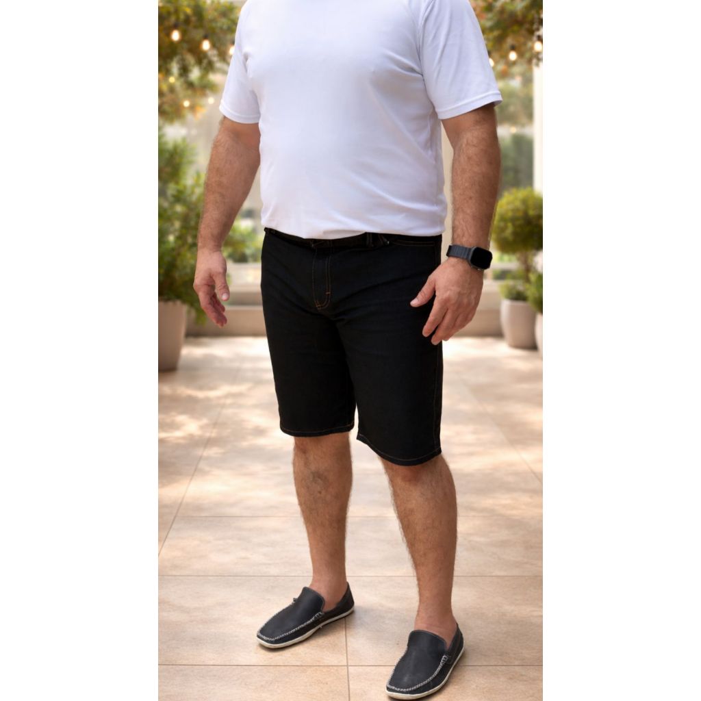 Bermuda Jeans Masculina Plus Size  com Elastano & Casual