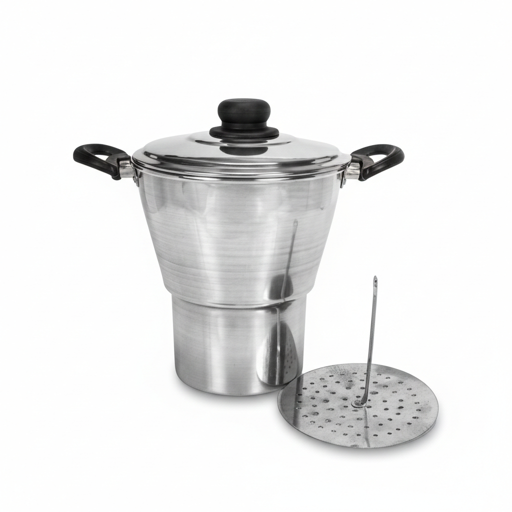 Cuscuzeiro Nordestino Aluminio com Alça 16cm 18cm Com Tampa de Vidro Vapor