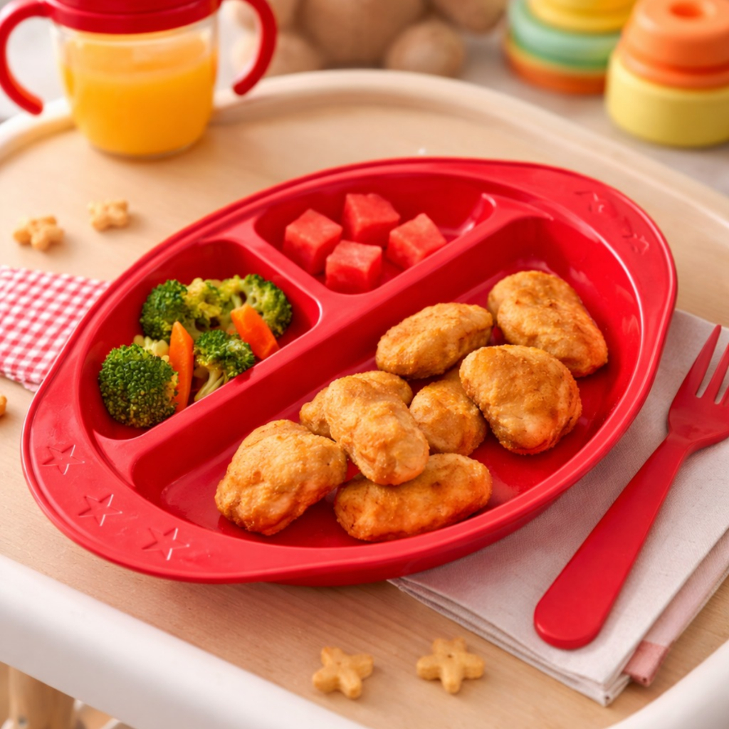 kit 5 Prato Infantil Com DIVISORIAS Plástico baby Multiuso Criança Alimento Bebé