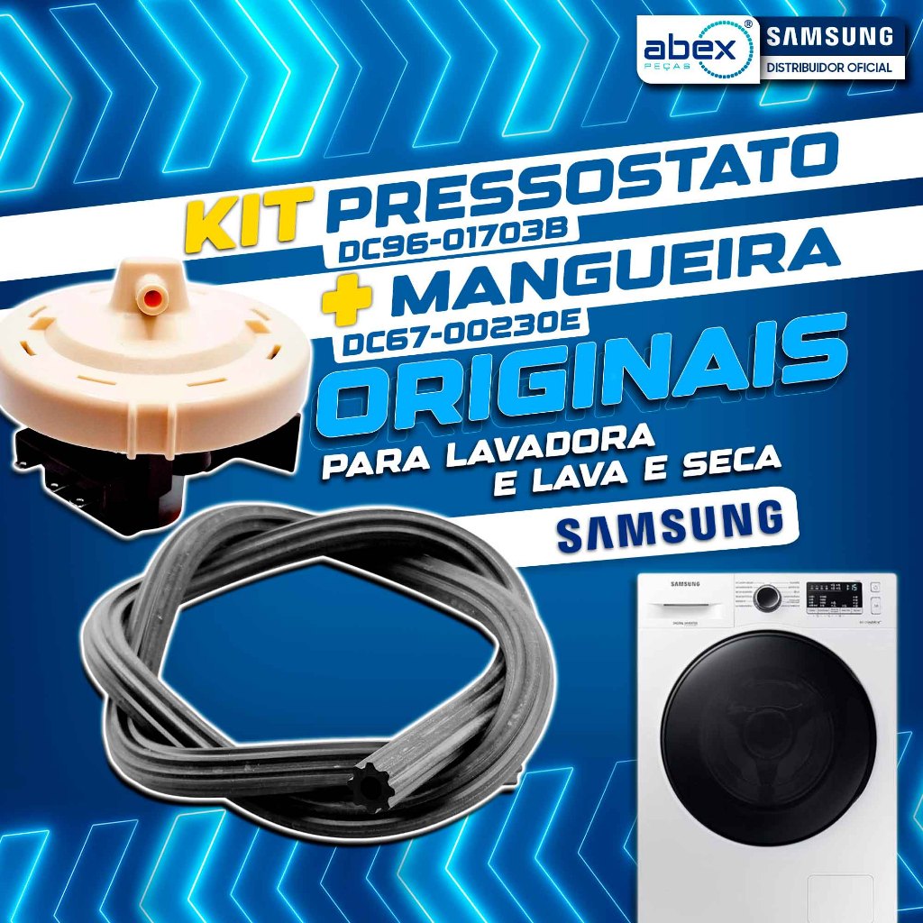 Kit Pressostato + Mangueira Lava e Seca Samsung Wd106 Wd136 Wd15 Wd10 Wd11 DC96-01703B Original