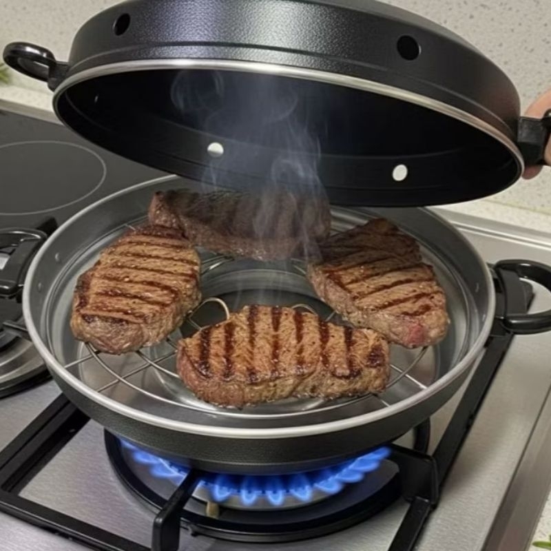 Grill Churrasqueira para Fogão alumínio reforçado com Tampa