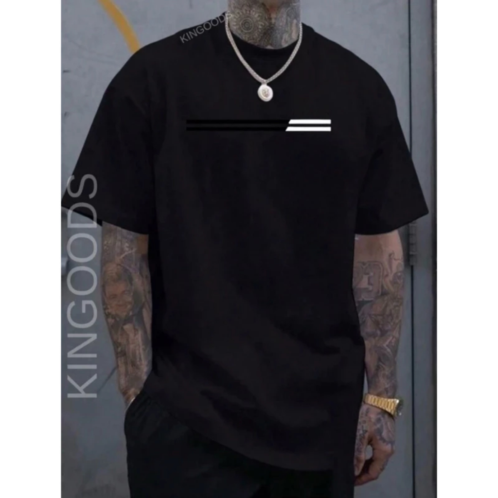 Camiseta camisa Masculina Paris 2 faixas preta 100% algodão manga curta, gola redonda Camiseta Paris
