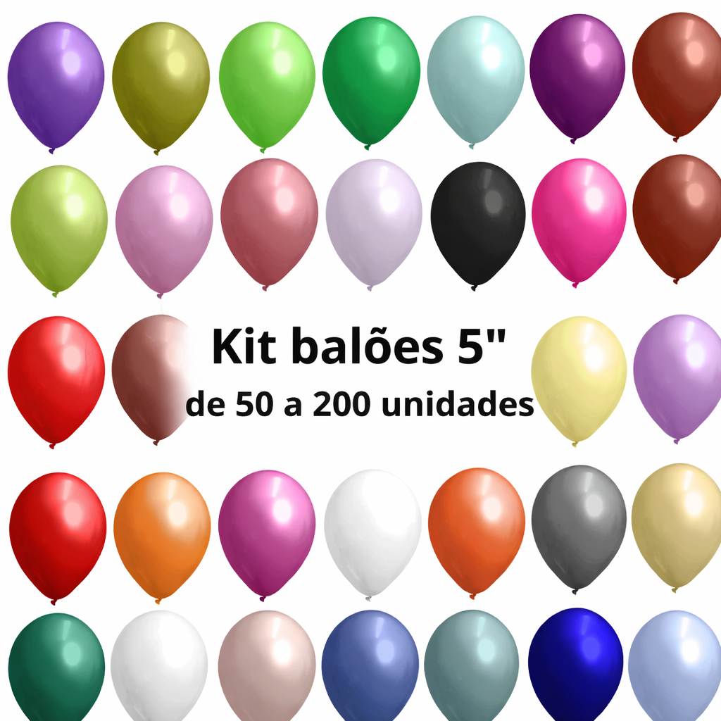Kit 50-200un Balão Bexiga Látex Redondo Liso 5 Polegadas 50 Unidades Festa Aniversário em Oferta na Shopee