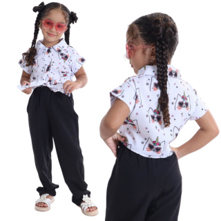 Look Infantil Chique Conjunto Calça + Blusa Estampada Versátil e Sofisticado em Oferta na Shopee
