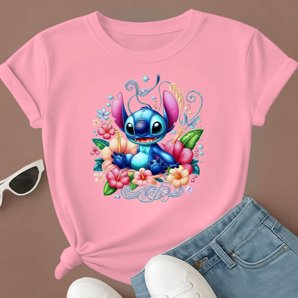 Camiseta ST1TCH Alien Flores **PREMIUM** 100% Algodão **ENVIO 10H** Oferta Especial Loja Camisetei