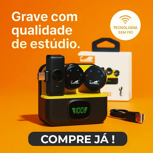 Microfone de Lapela Duplo Recarregável EL-1851 – Mini – Type-C + Adaptador Lightning