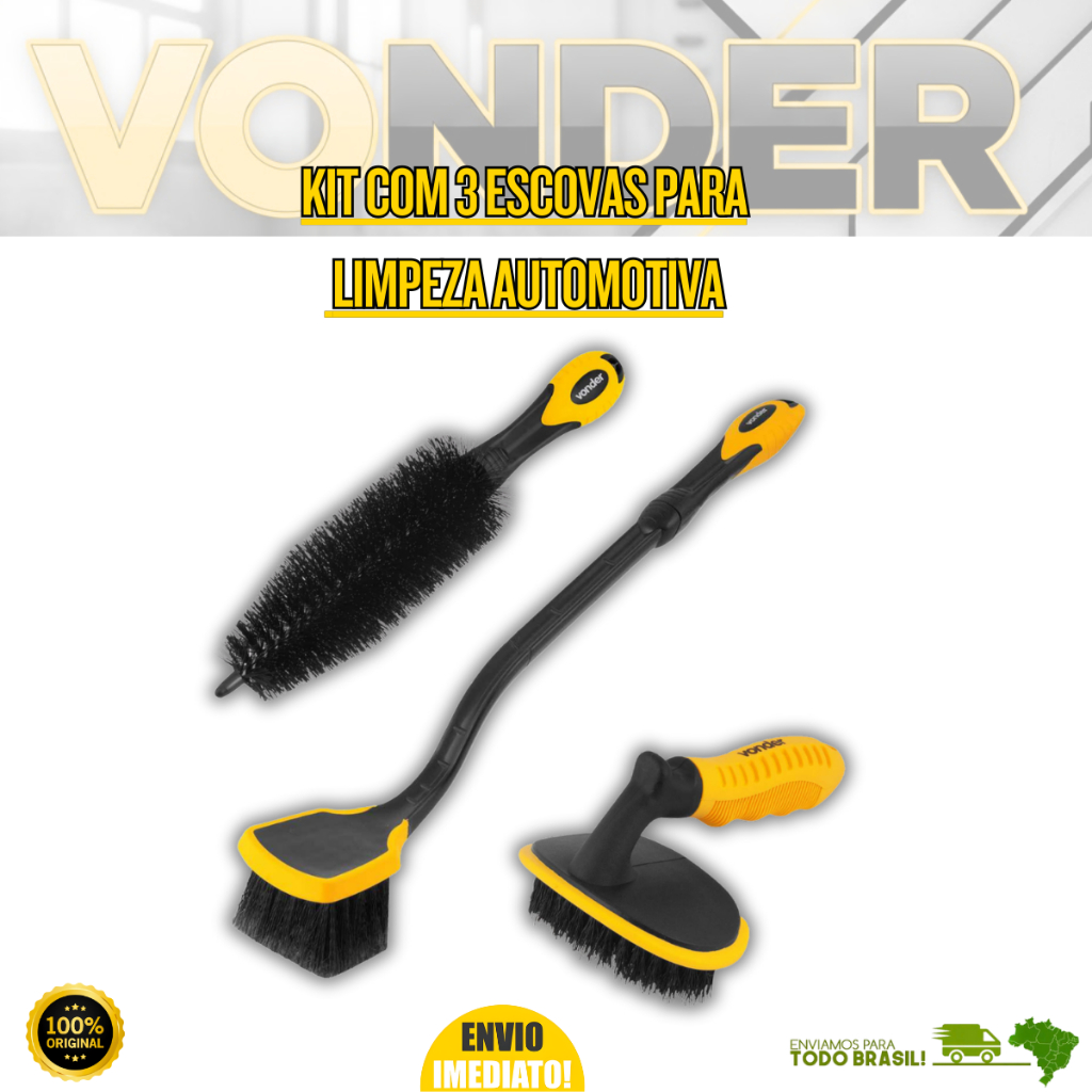 Kit Limpeza Automotiva Com 3 Peças Para Pneus Rodas e Caixa Vonder Resistente Oferta em Oferta na Shopee