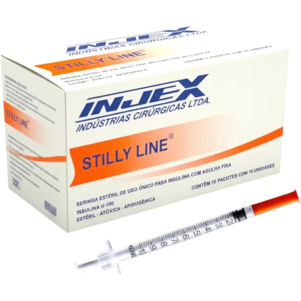 Seringa Insulina 1ml C/ Ag Fixa 8x0,30mm Injex - Cx 100 unidades em Oferta na Shopee