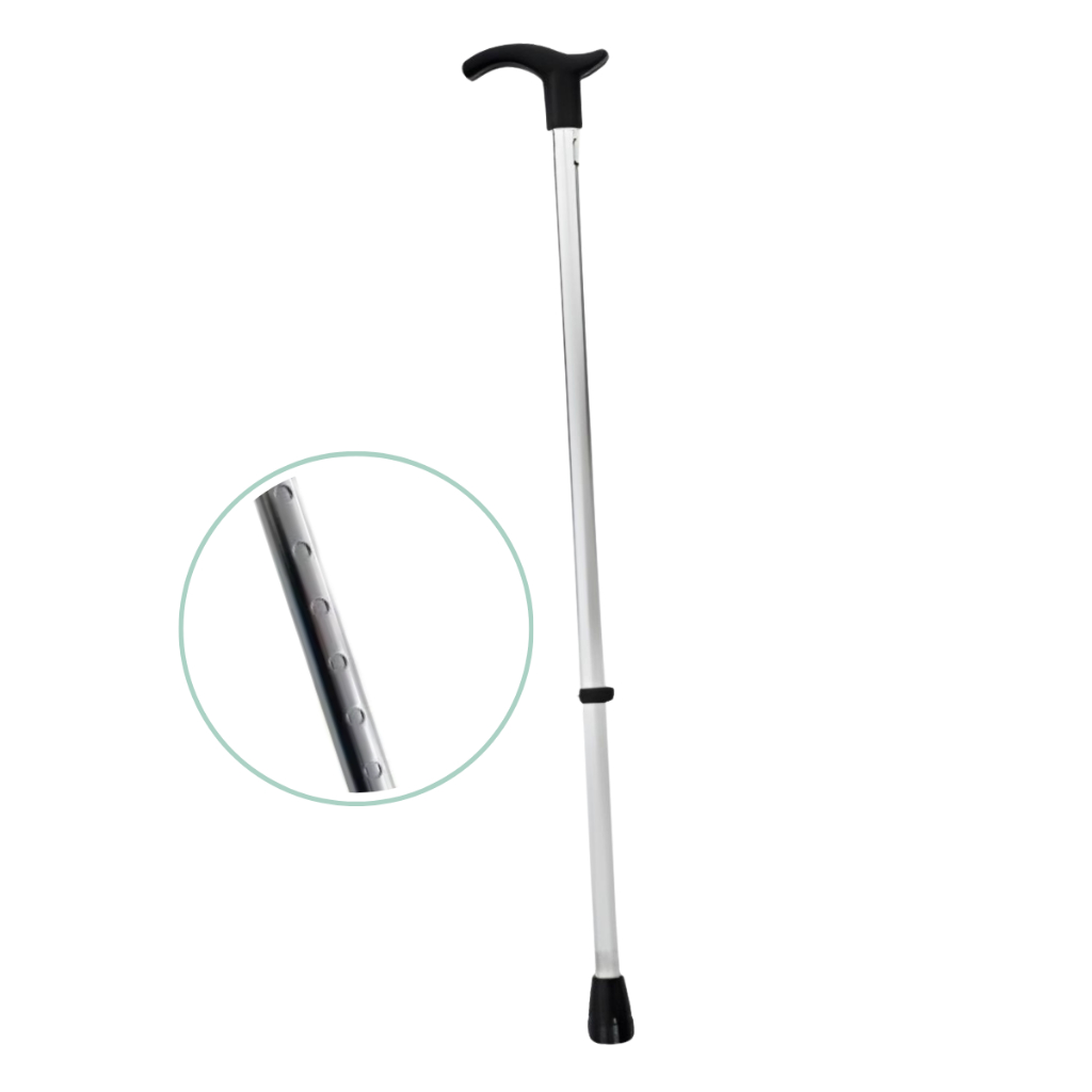 Bengala Ortopédica Extensível, Ergonômico, Leve e Resistente, Prateada, Altura Regulável, Safe Medic