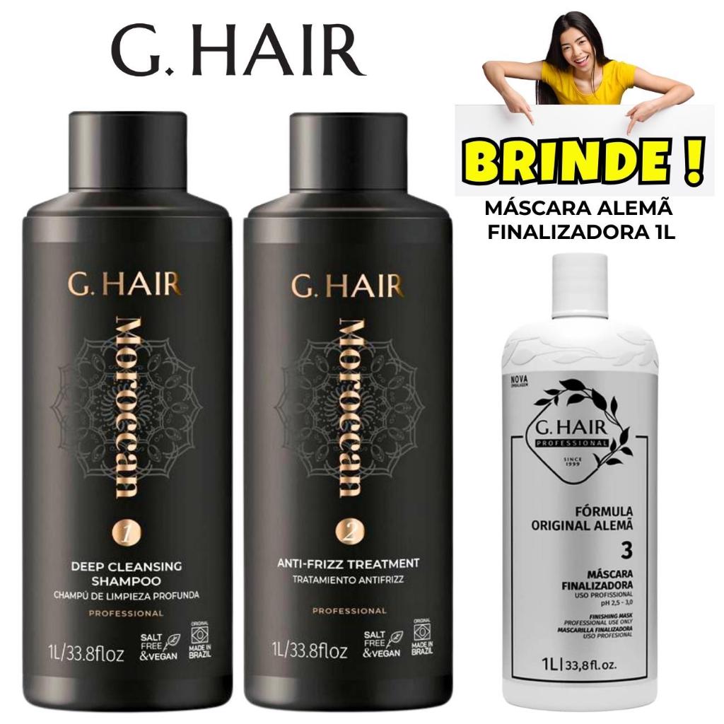 Ghair - Kit Escova Progressiva Marroquina AntiFrizz 2 PASSOS 1L + BRINDE! Máscara Finalizadora Alemã